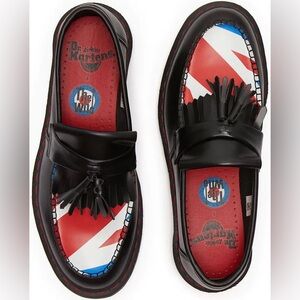 NIB DR MARTENS ADRIAN WHO BLACK UNION JACK SMOOTH LOAFER, SIZE 12
